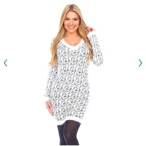 White Mark Leopard Print Eyelash Sweater Dress NWOT